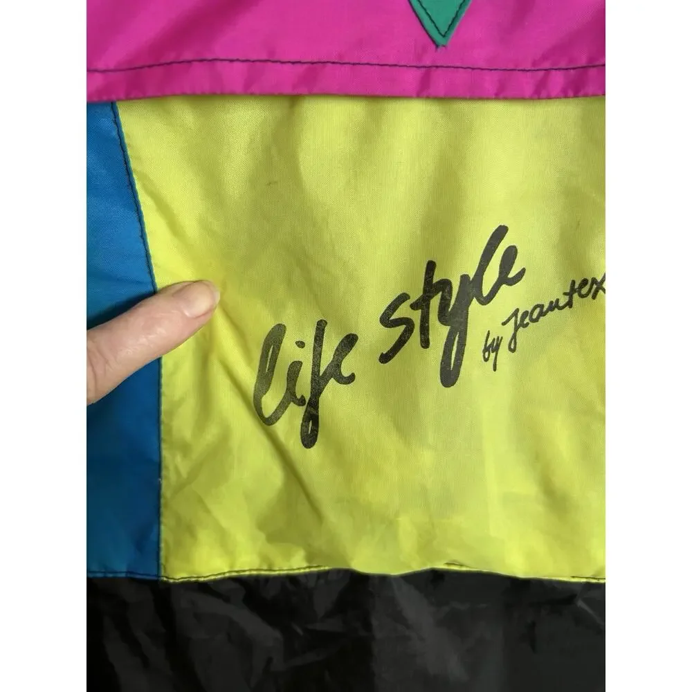 Vintage 80’s 90s Y2K NEON layered color block anorak JACKET 50in 2XL